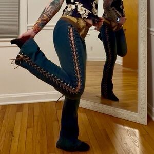 dELiA*s Blue Lace-Up Flare Pants